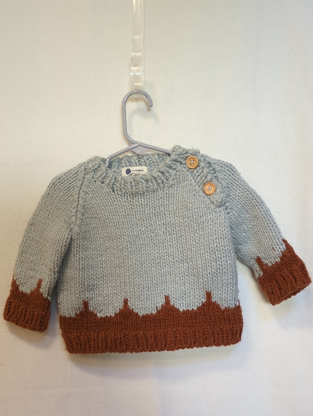Chunky Baby Sweater with Rust Trim